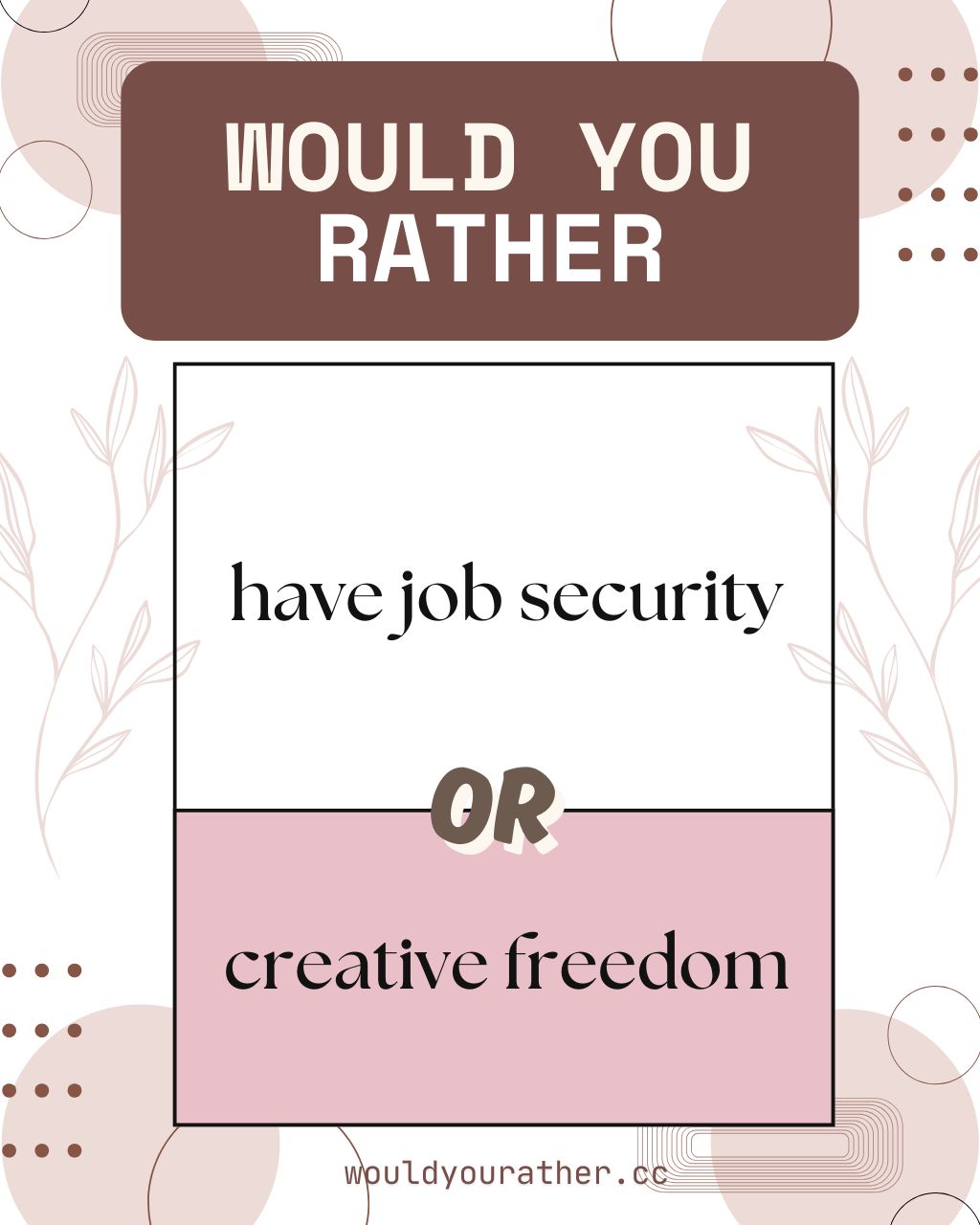 Would you rather have job security or creative freedom